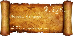 Hevesi Ágnes névjegykártya